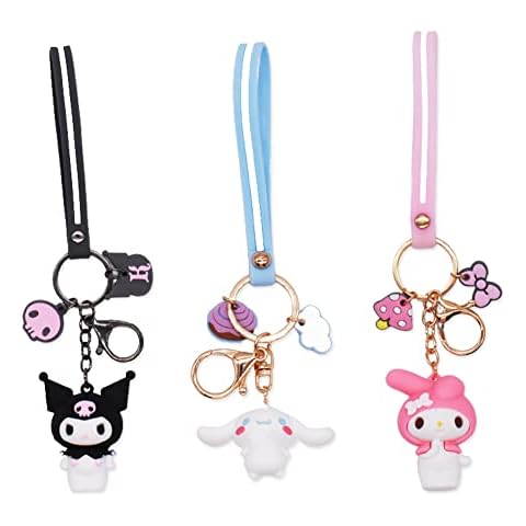 3 Pcs Kids Key Chain,Kuromi Keychain, Cartoon Anime Keychain,Cinna-moroll Keychain,Kids Bag Pendant,Keychain Cute Pendant Key, Birthday Christmas Gifts for Children Cover