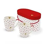 PPD Mug Set Little Hearts real gold, 2er Set, Henkelbecher, Kaffeebecher, Becher, Tasse,in Geschenkbox, New Bone China, 350 ml, 603602