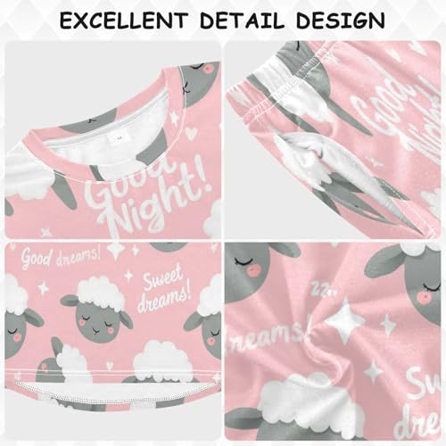 Little Lamb Sheep Soft Pajama Set for All Seasons,Breathable Pjs Long Sleeve Sleepwear,Comfy Loungewear 2 Piece Underwear Set 4T3