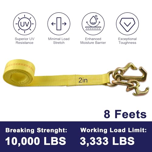 AYMMIC 2"x8FT Ratchet Tie Down Straps G70 RTJ Hook 18,800lbs for Truck,2Pcs by AYMMIC - Used condition - Image 5