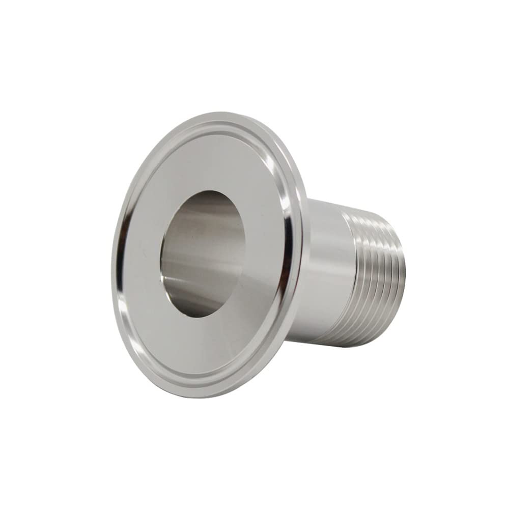 Adattatore Sanitario In Acciaio Inox 304 Con Filettatura Maschio – Misure 3/8, 1/2, 3/4, 1, 1.5, 2 Pollici E Ghiera Tri Clamp 50,5mm
