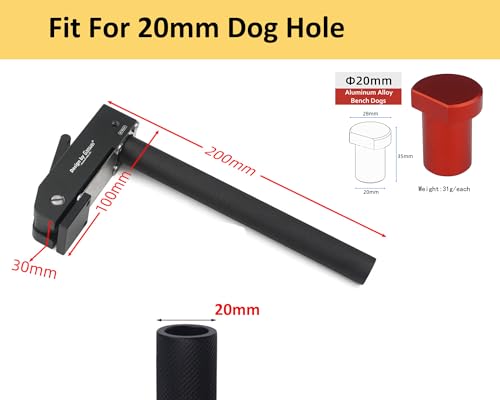 2er-Pack MFT-Halteklemmen mit 4 Bankhunden, 20 mm, für den Schreibtisch, schnell wirkende Klemme, verstellbar, schnell fixierter Clip, Aluminiumlegierung, Schnellklemmen für Holzschnitzerei, Fräsen