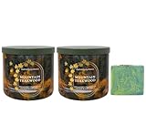 Bath & Body Works Mountain Teakwood 2 Piece 3-Wick Scented Candle Set with a Fresh Forest Bar Soap