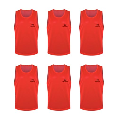 FIBOGOUP Gilets d'entraînement pour équipes, tenues d'entraînement pour équipes de football et de basket, gilet respirant, tailles multiples convenant à 115-180+, M-XL, rouge, S