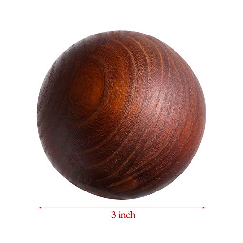 3Pcs Set 3" Diameter Natural Round Wood Hardwood Painted Balls For Christmas Decorative Bowls - Farmhouse Home Orbs/Balls/Sphere Decanter Stopper Ball #TOP1