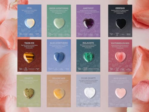 SAHOOTTIE 12 Pcs Healing Crystals Heart Crystal Gifts for Women Bulk Assorted Crystals Gemstones for Beginners Polished Pocket Stone Small Gifts for Women - Image 4