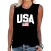 SUWATOIN Women American Flag Tank Tops USA 4th of July Patriotic Sleeveless Shirts Stars Stripes Tee Top Black