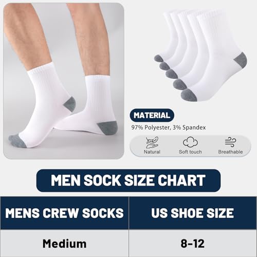 Image of 30 Pairs Men's Breathable Crew Socks - Soft Casual Comfort, Everyday Length Size 8-12 /12-16, Bulk Pack