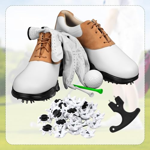 NQEUEPN 31stk Golfspikes, Golfschuh Spikes Schraub mit Golfschuh-Stollenschlüssel Einfache Installation Ersatz von Golfspikes-Stiften für Golfschuhe Golfliebhaber Golfspieler(Weiß, Schwarz)