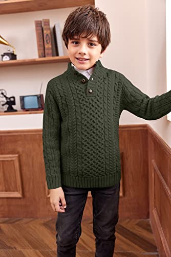 Makkrom Kids and Boys Mock Neck Pullover Sweater Long Sleeve Button Cable Knitted Jumper3