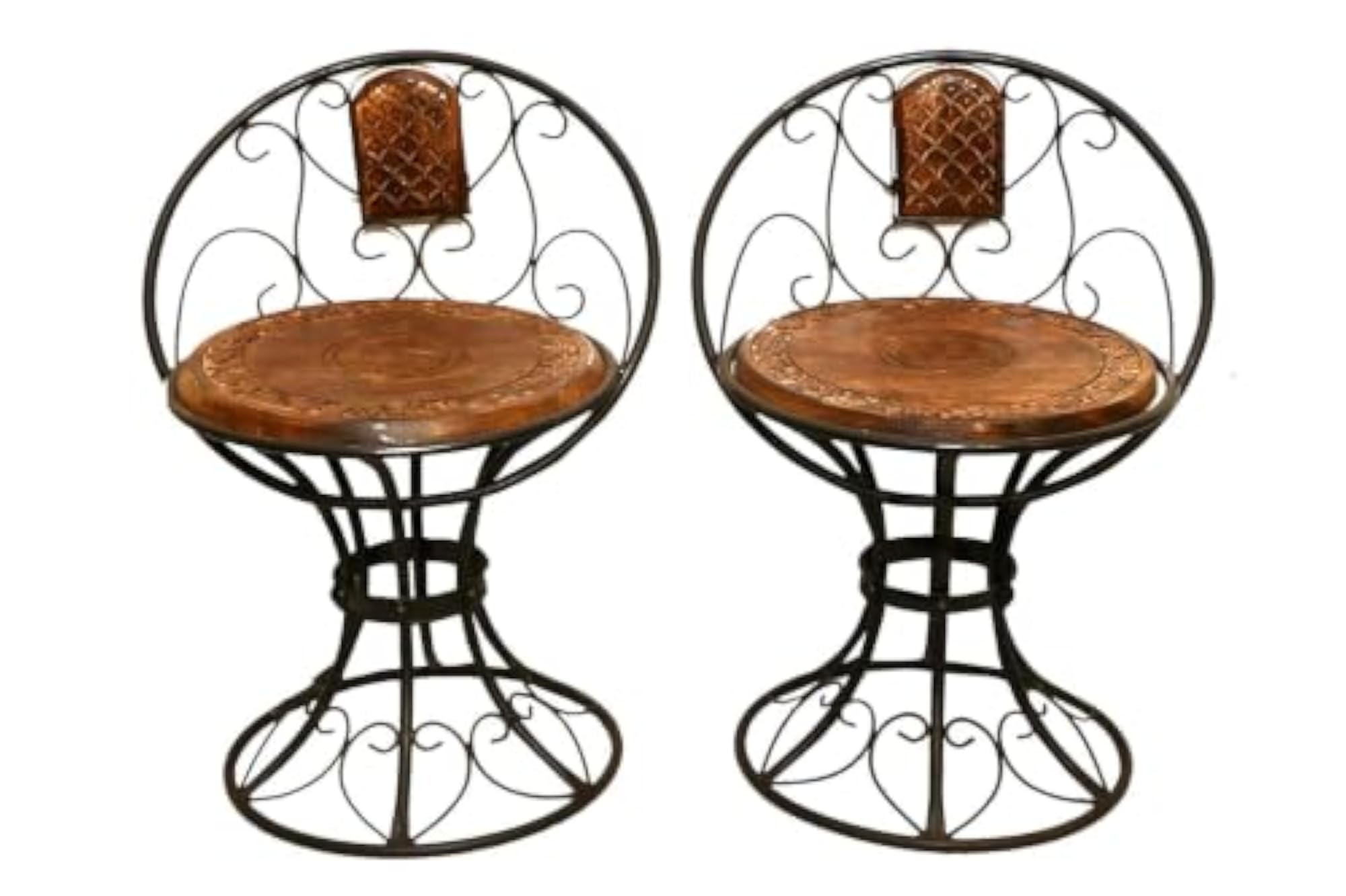 3-Piece Solid Wood & Wrought Iron Dining Set