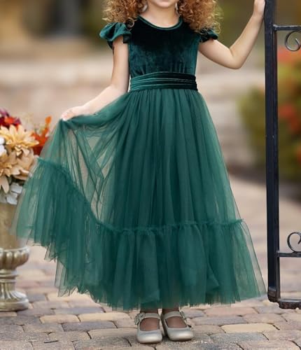 Tulle and Velvet Flower Girls Dress for Wedding First Communion Dress Princess Gown Birthday Party Dress PY1634