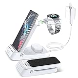 Foldable Wireless Charging Station for Samsung, 3 in 1 Fast Wireless Charger Multiple Devices Charger for Samsung Galaxy S23/S22/S21/Z Fold/Flip 5/4/3, Charger Stand for Galaxy Watch 6/5/4/3 (White)