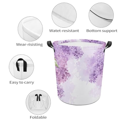 Panier à linge pliable lilas : la corbeille fleurie rétractable et esthétique - 5
