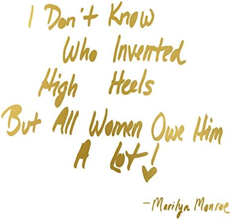 We Agree Collection CANVAS Marilyn Monroe Quote I Don't Know Who Invented High Heals. But all Women Owe Him A Lot 6x6 Graphic Art On Stretched