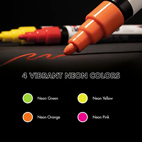 Marabu Yono Neon Paint Markers - Unleash Your Creativity With Our Versatile Set Of 4 Acrylic Paint Pens For Any Surface #TOP1
