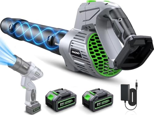 Image of Cordless Leaf Blower, 680 CFM High Power Battery Powered Leaf Blower with 2 Batteries & Charger, 5-Speed Variable Control, Lightweight Handheld Design for Yard, Driveway, Patio, Garage