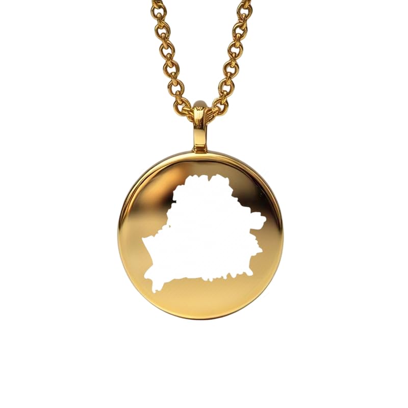 Médaillon gravé aventure Biélorussie argent et or 14 carats de luxe