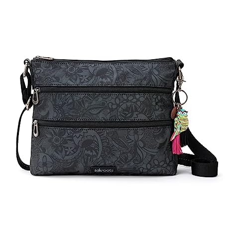 Sakroots Artist Circle Basic Crossbody in Eco Twill, Adjustable Crossbody Strap, Black Spirit Desert Cover