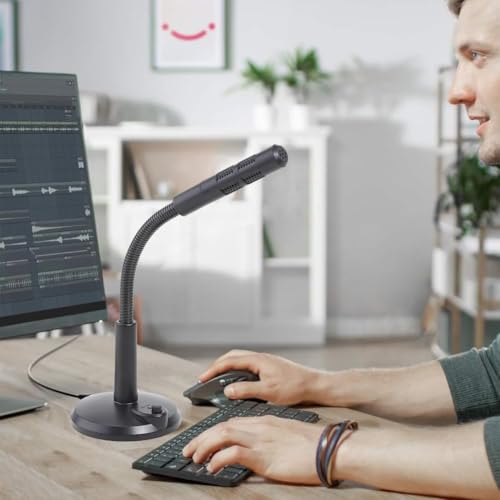 Image of SHOPEE Noise Cancelling USB Microphone 360 Degree Rotatable Laptop Microphone Noise Reduction for Microphone Computer, Laptop, Desktop Plug and Play Mic Record Games Singing Talking Karaoke