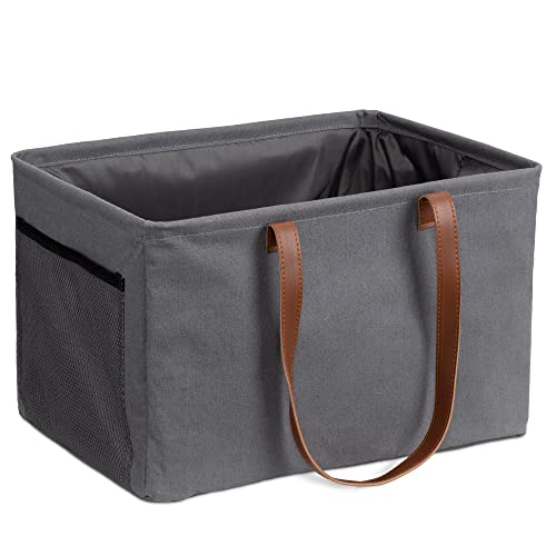 Navaris 2X Wäschekorb faltbar Stoff grau - Wäschesammler Wäschesack für Wäsche - 37l Korb mit Griff für Schmutzwäsche - Aufbewahrungskorb Set...