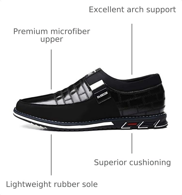 Image of COSIDRAM Mens Casual Shoes Dress Sneakers Loafers Comfort Walking Shoes | Lightweight slip-on for hassle-free wear. Cloud-like comfort, sock-friendly fit for daily & semi-formal occasions.