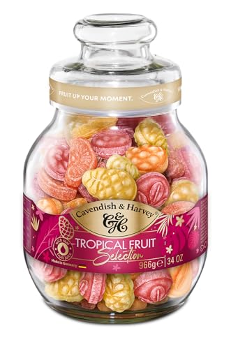 Cavendish & Harvey Tropical Selection 966g Glas | Mango, Grapefruit, Maracuja, Kalamansi, Ananas | Fruchtbonbons mit natürlichen Aromen | Vegan, Halal, Koscher | 1 x 966g Cavendish & Harvey Tropical Selection 966g Glas | Mango, Grapefruit, Maracuja, Kalamansi, Ananas | Fruchtbonbons mit natürlichen Aromen | Vegan, Halal, Koscher | 1 x 966g