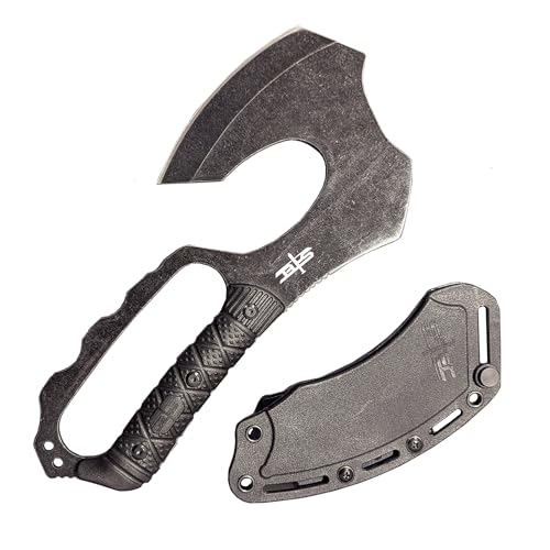 NLX 10.5 Black Stonewash Fixed Blade Machete Axe. Full Tang Hatchet. Outdoor Stainless Steel Tools with ABS Sheath. Durable Gear for Camping Hiking Bushcraft EDC Use
