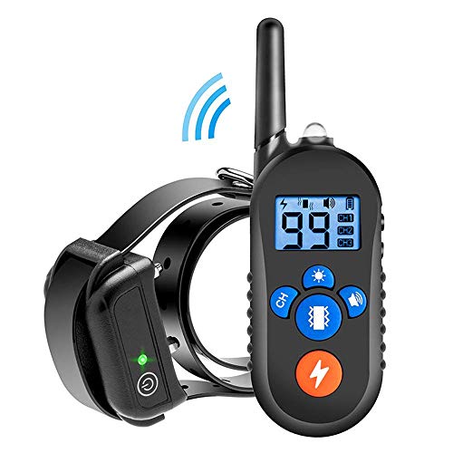 Feisui Collar de Adiestramiento para Perros, Impermeable y Recargable 300 Metros con pitido, vibración y Linterna para Perros de Todos los tamaños