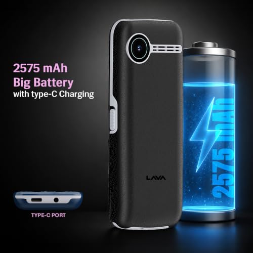 Image of Lava A7 Torch 2026 Dual Sim Keypad Mobile Phone (with Instant Slide Torch)| 2.4 inch Big Display | Powerful Battery Backup |Type C Charging | Vibration Alert | Camera | Wireless FM & Bluetooth - Black