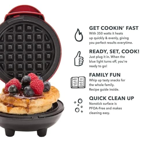 Image of Mini Waffle Maker Machine 3 in 1 Waffle Iron Home Appliances Kitchen Easy to Clean, 4 Inch, Perfect for Breakfast, Dessert, Sandwich, Pan Cakes, Other Snacks, Assorted - 350 Watts