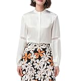 100% Silk Shirts for Women 100% Silk Blouses for Women Long Sleeve (US, Alpha, Medium, Regular, Regular) Cream
