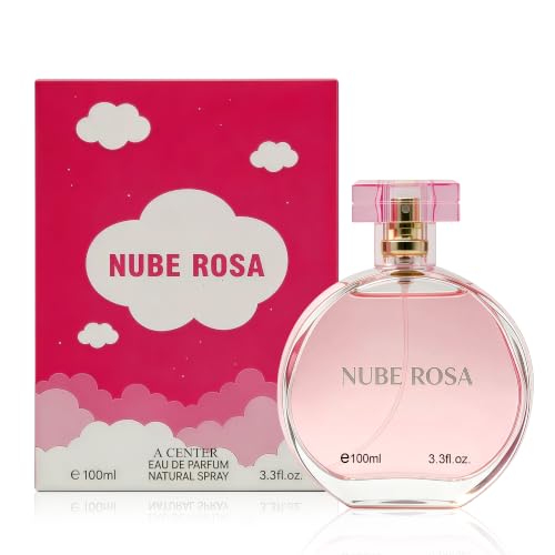 A CENTER Nube Rosa For Women Eau de Parfum 3.3 Fl Oz 100ml | Floral Fruity Gourmand Fragrance | Red Berries Dragon Fruit Vanilla Orchid Coconut Amberwood Cologne | Daily Use Perfume Spray Gift
