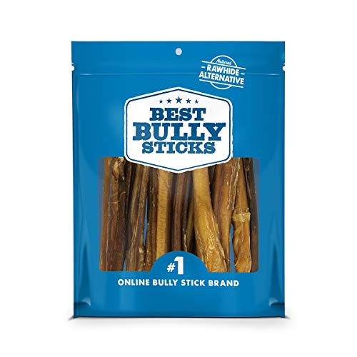 Best Bully Sticks 6 Inch All-Natural Bully Sticks for Dogs - 6â€ Fully Digestible, 100% Grass-Fed Beef, Grain and Rawhide Free | 15 Pack