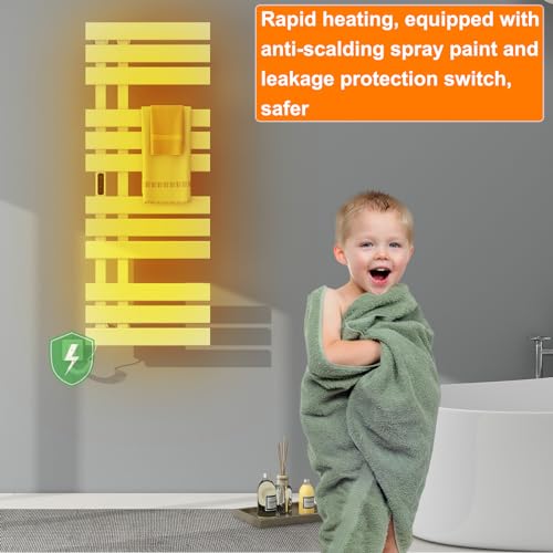 TINS Elektrischer Handtuchhalter, Badheizkörper Elektrisch WiFi Weiß, 500×1300mm, 450W, für Alexa und Google Home and APP, Handtuchtrockner Elektrisch, Badheizkörper Handtuchhalter -WiFi White Left