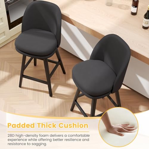 Butacos giratorios COCO DESIGN de altura para barra, 29 pulgadas, tela de lino, estilo moderno, juego de 2, color negro miniatura 5