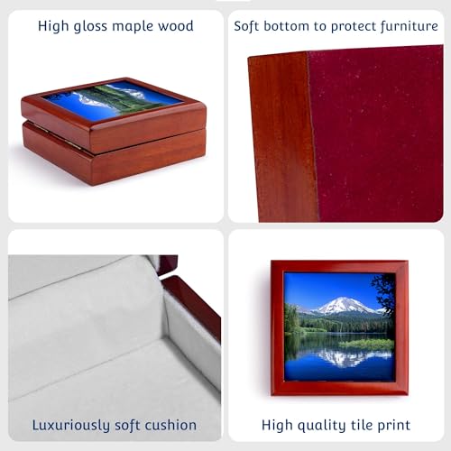 3dRose Mt. Lassen, Manzanita Lake, California, USA - US05 JAL0166 - John Alves Jewelry Box 7 x 7 inch with 4 inch tile