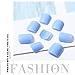 Outyua Solid Toe Nails Glossy Blue Press on Toenails Acrylic Square False Toe Nail Short Summer Beach Full Cover Fake Toenail with Designs 24pcs for Women (Blue)