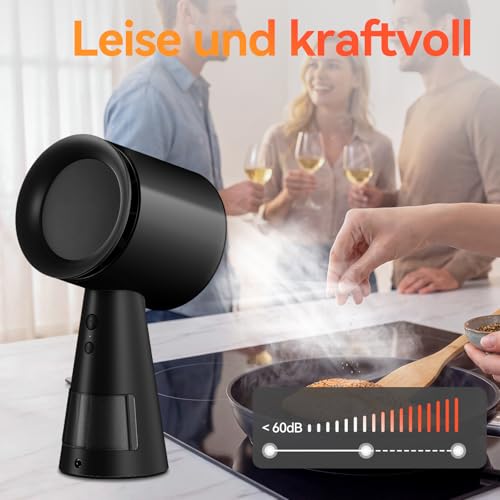 MALMES Mini Dunstabzugshaube,Tragbare Abzugshaube mit 3 Geschwindigkeiten,Mobile Dunstabzugshaube mit Austauschbarem Filter für BBQ,Kochen,Hot Pot,Camping,Wohnmobil,Küche,Wohnung, Schwarz