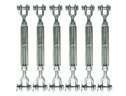 Turnbuckle 1/2 Inch x 12 Inches Jaw Jaw Galvanized Steel Turnbuckle 6-PK miniatura 1
