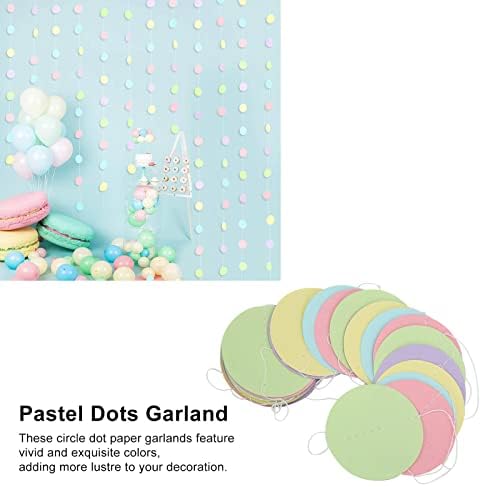 Miniatura 3 de Juego de 5 guirnaldas de lunares pastel, decoraciones colgantes de lunares de arco iris para cumpleaños, boda, baby shower, aula, cabina de fotos