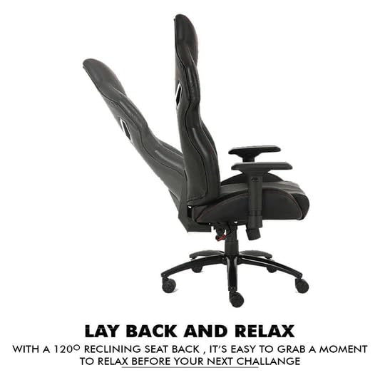Image of ASTRIX Gaming Chair - Monza Series (Black) | Ergonomic High-Back Chair with Lumbar Support, Reclining Backrest & Adjustable Armrests for Gamers, Office & Home Setup