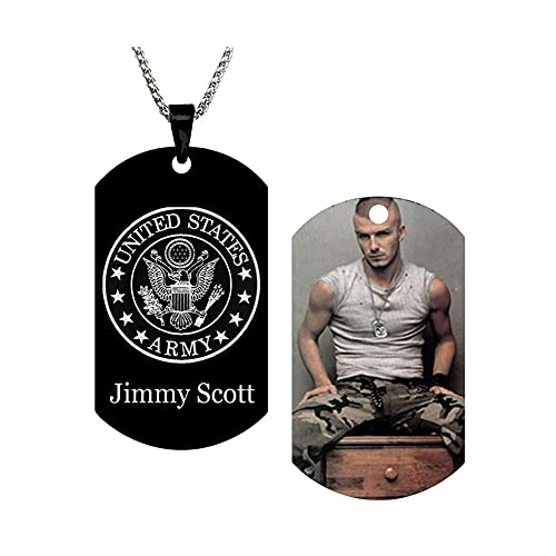 Personalized US Army Tag Dog ID Tag Double Sided Custom Photo Pendant Necklace Gift