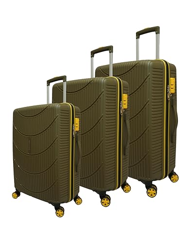 Image of American Tourister Kamiliant Set of 3 Small - 55 Cm, Medium - 68 Cm & Large - 79 Cm Polypropylene Hard 4 Wheeler Spinner Trolley Bag Luggage Trolley (Olive)