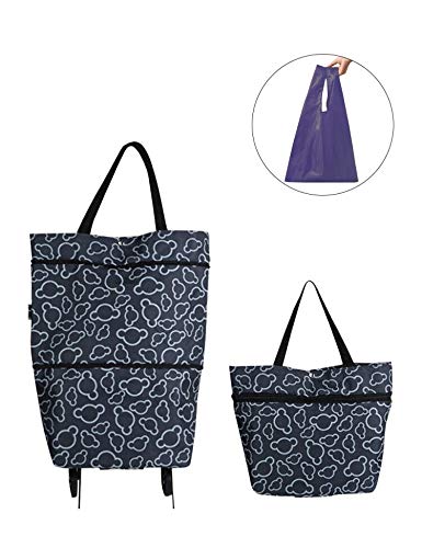 Collapsible Trolley Bags Folding Shopping Bag with Wheels Reusable Grocery Bags Fashion Rolling