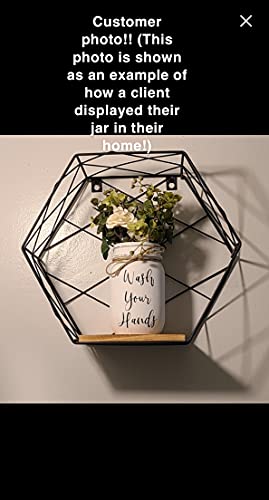 Wash Your Hands, Hand Painted And Distressed, Pint 16 Oz. Regular Mouth Mason Jar, Artificial Flower Arrangement, Rustic Farmhouse Mason Jar Bathroom Decor, Rustic Farmhouse Style, Christmas Gift #TOP3