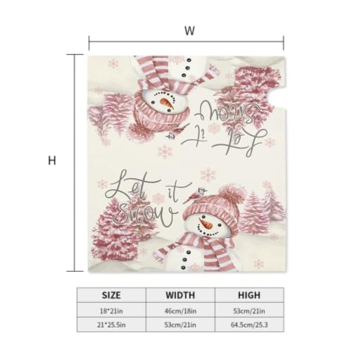 Image of Pink Snowman Mailbox Cover Magnetic- 25.5x21 Inch Large Size- Winter Pine Tree Bird Xmas Snowflake Waterproof Mailbox Wrap Post Cover for Yard Garden Outside Ourdoor Decor