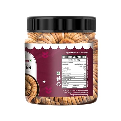 Image of NUTRIZAIKA Premium Dried Anjeer Figs 100G | Soft & Sweet Afghani Anjeer /Big Dried Anjir Figs | Rich Source of Iron, Vitamins & Fiber | Low in Fat