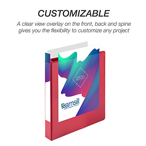 Image of Samsill Durable 1 inch 3 Ring Binder, D Ring Binder, 100% Recycled Chipboard, Red