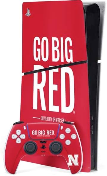 Skinit Decal Gaming Skin Compatible with PS5 Slim Digital Edition Bundle - Officially Licensed University of Nebraska Blackshirts Design